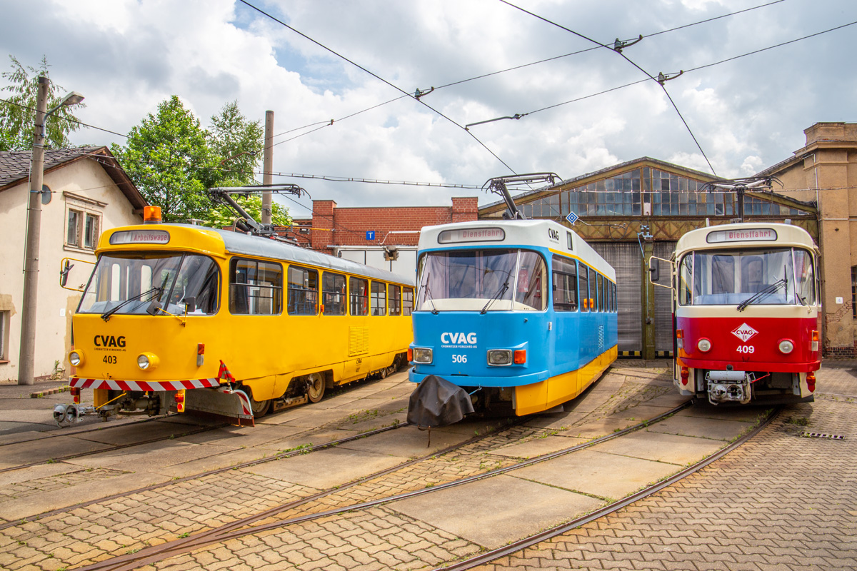 Хемниц, Tatra T3D № 403; Хемниц, Tatra T3DM № 506; Хемниц, Tatra T3D № 409
