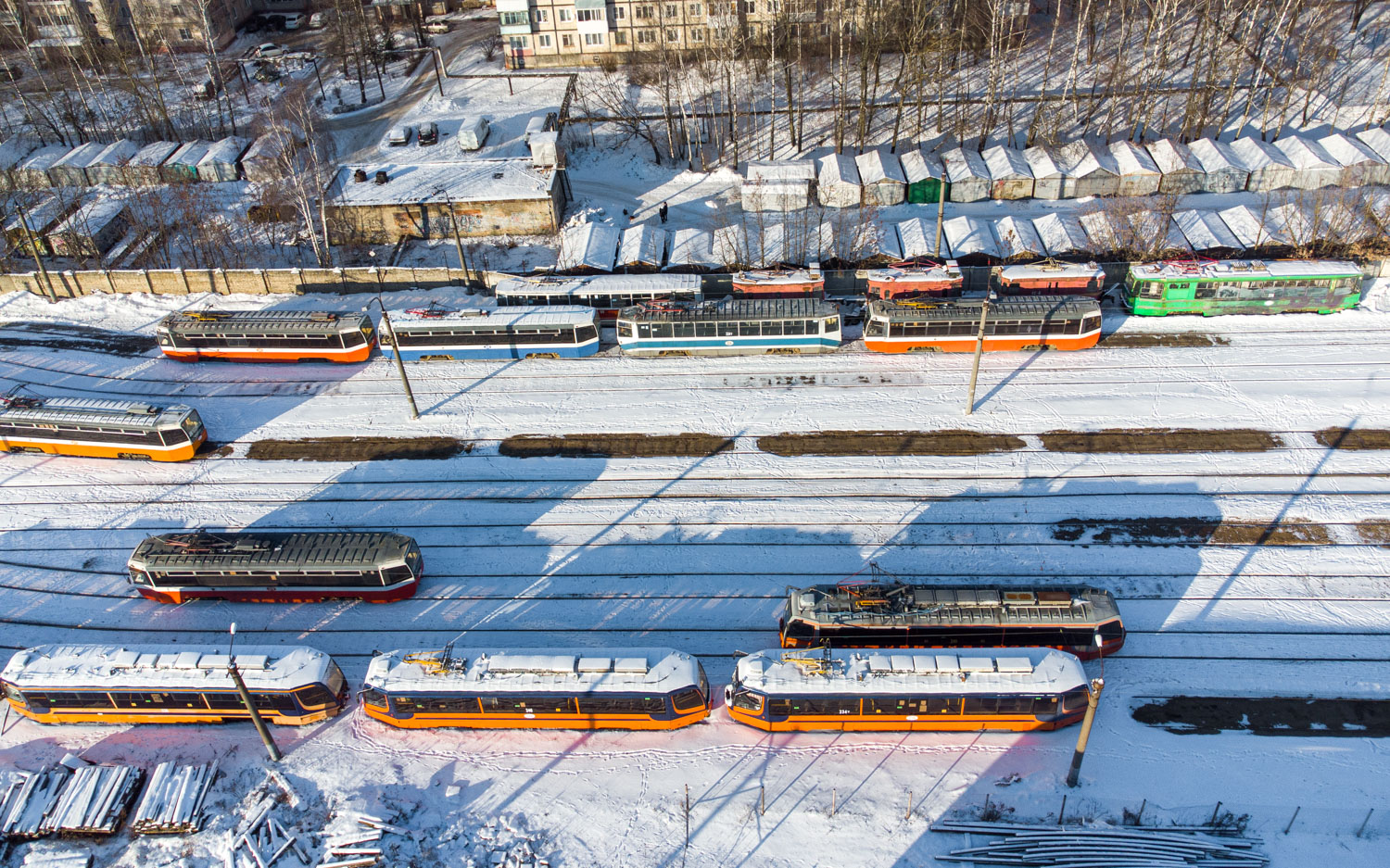 Смоленск, 71-132 (ЛМ-93) № 230; Смоленск, 71-619К № 265; Смоленск, 71-619К № 269; Смоленск, 71-608КМ № 224; Смоленск, 71-619К № 282; Смоленск, 71-619К № 279; Смоленск, 71-623-01 № 236; Смоленск, 71-623-00 № 246; Смоленск, 71-623-01 № 234; Смоленск — Трамвайное депо и служебные линии