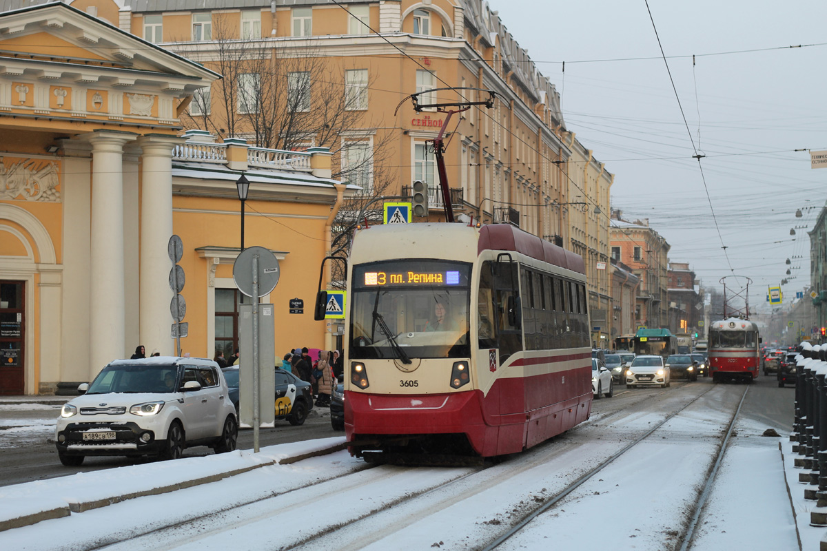 Санкт-Петербург, ЛМ-68М2 (ОЭВРЗ) № 3605; Санкт-Петербург — Трамвайные линии и инфраструктура