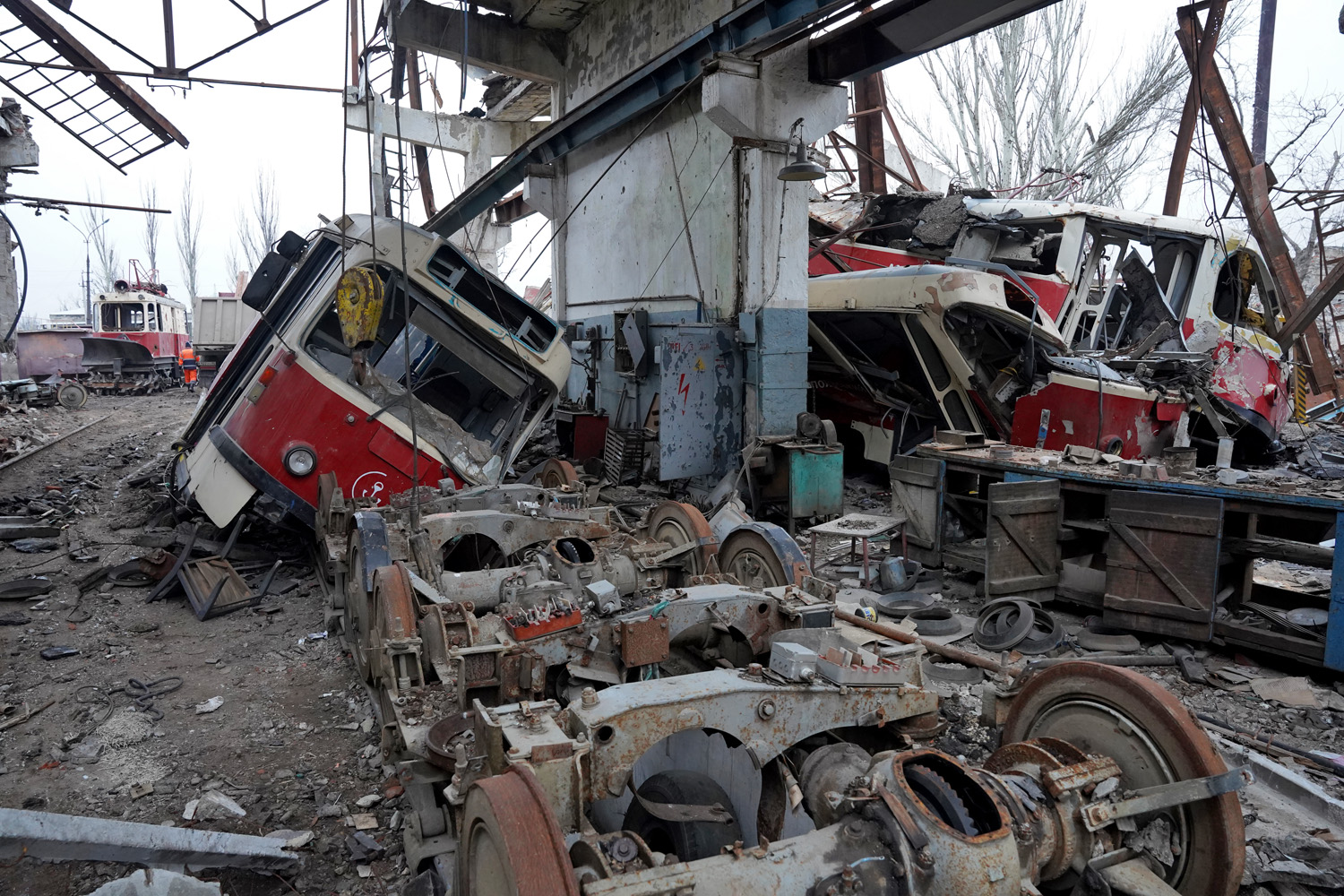 Mariupol, GS-4 № ГС-14; Mariupol, Tatra T3A № 740; Mariupol, Tatra T3A № 736; Mariupol, Tatra T3SUCS № 748; Mariupol — Aftermath of Military Action 24.02.2022 – 20.05.2022; Mariupol — Miscellaneous photos