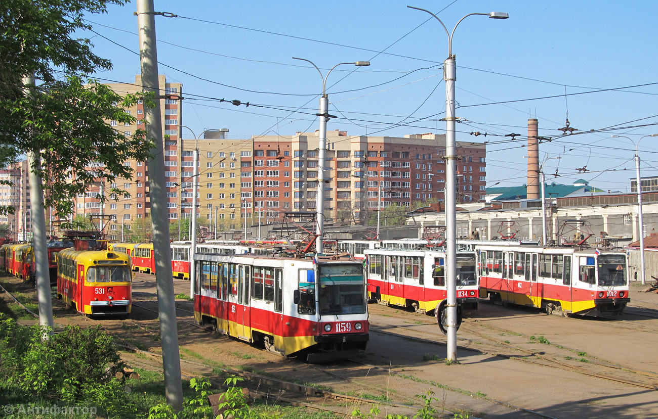 Ufa, RVZ-6M2 č. 531; Ufa, 71-608K č. 1159; Ufa, 71-608KM č. 1012; Ufa — Tramway Depot No. 1 named after S. I. Zorin