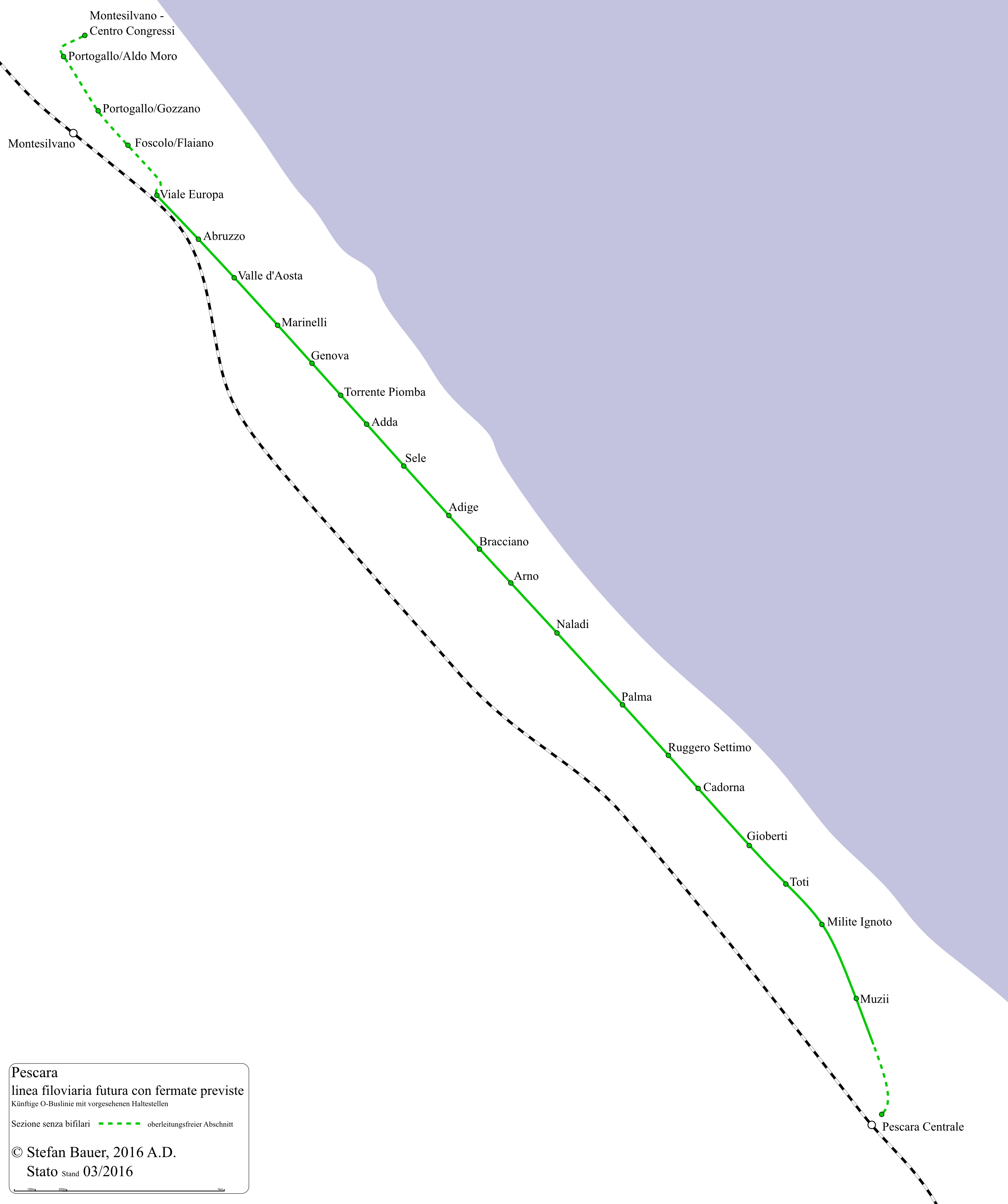 Pescara — Filovia di Pescara — Rapid Trolleybus Line Construction; Pescara — Maps