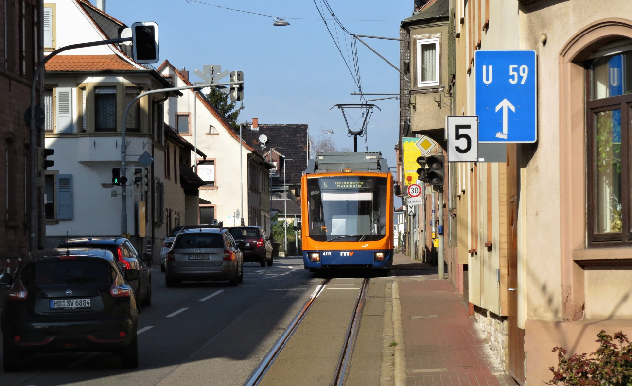 Рейн-Неккар, Adtranz V6 № 4119; Рейн-Неккар — Трамвайные линии: движение по системе Straßenbahn-Gegenverkehr