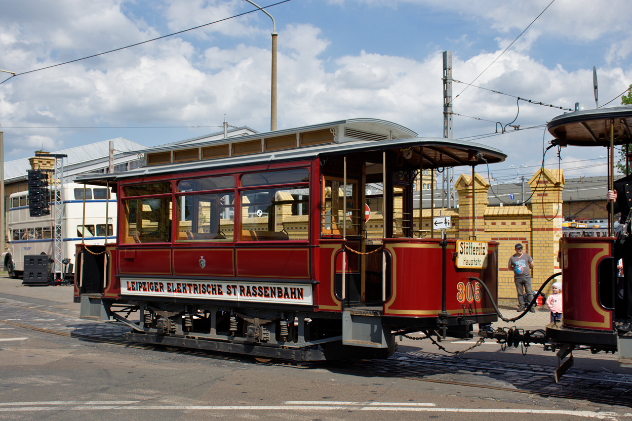 Лейпциг, Двухосный прицепной Weimar № 305; Лейпциг — 150-летие трамвая в Лейпциге