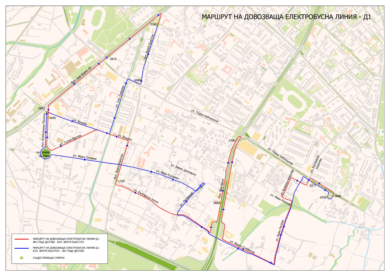 София — Карты и схемы электробусных маршрутов