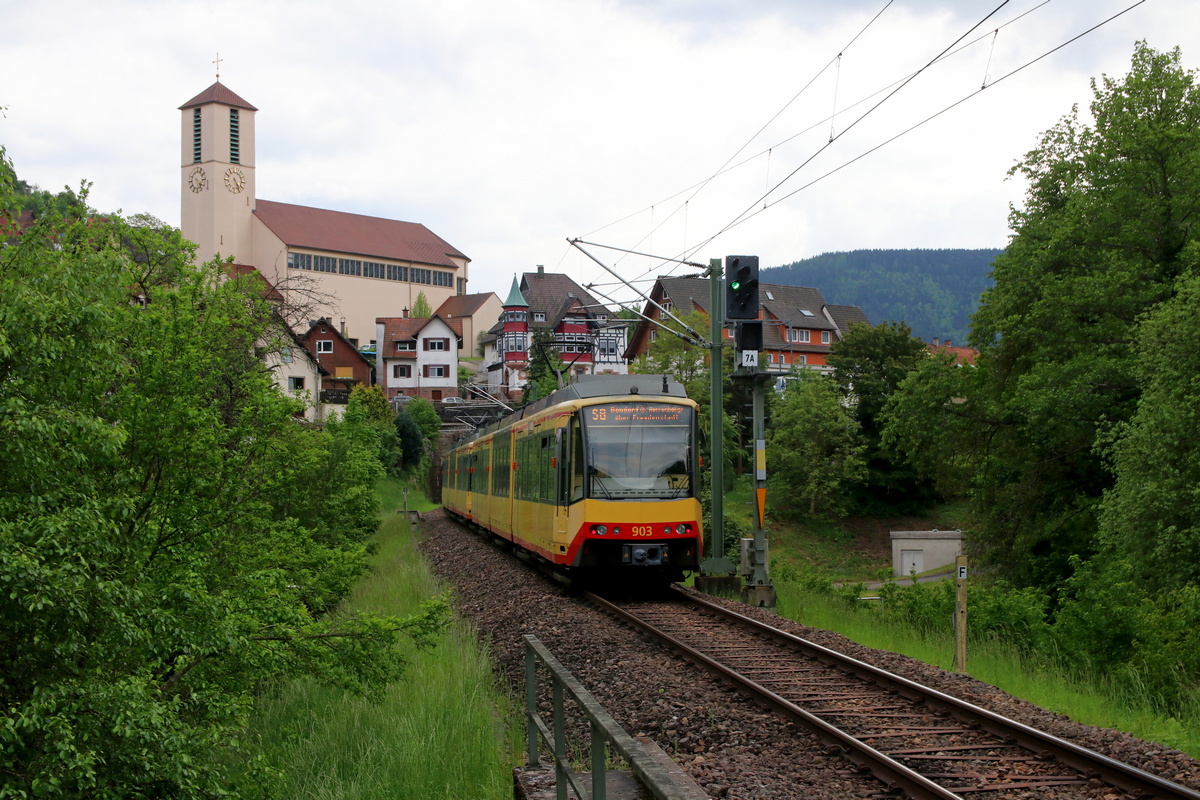 Karlsruhe, Siemens GT8-100D/M-2S nr. 903; Karlsruhe — Murgtalbahn (Rastatt — Freudenstadt)