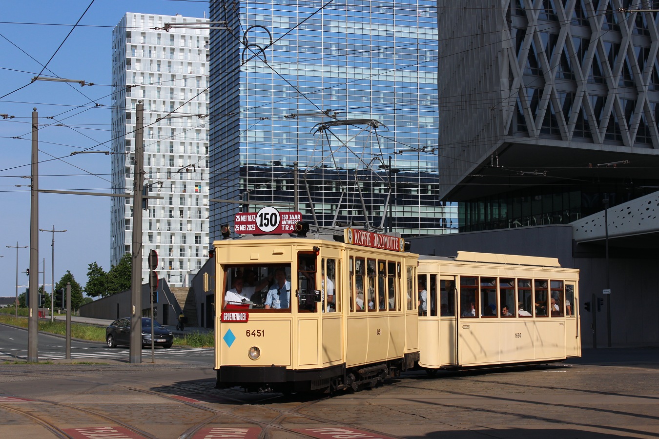 Антверпен, CGTA 2-axle motor car № 6451; Антверпен, Двухосный прицепной вагон № 1660; Антверпен — 150 years of tram in Antwerpen (28/05/2023)