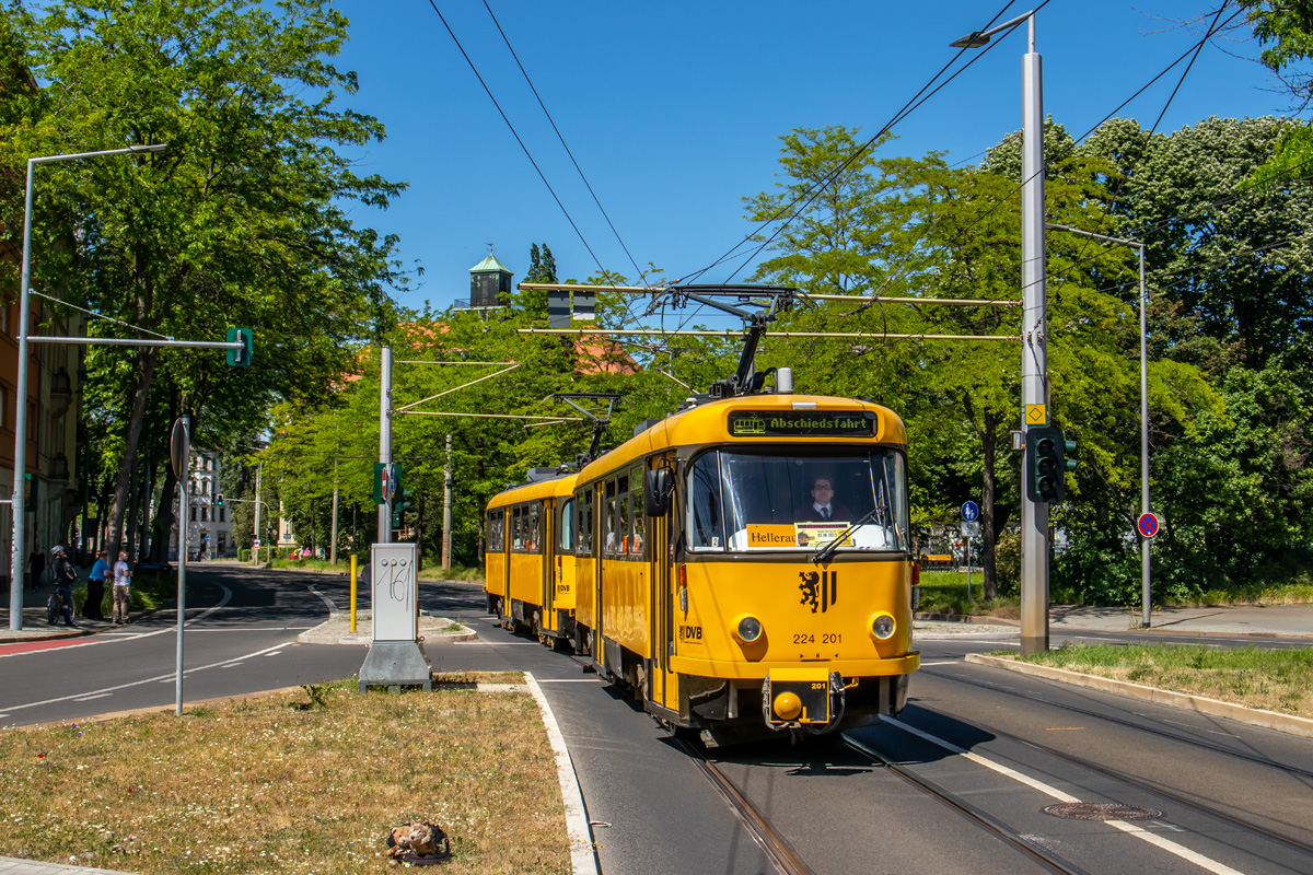 Дрезден, Tatra T4D-MT № 224 201 (201 317); Дрезден — Окончательное прощание с вагонами Татра после 56 лет службы (03.06.2023)