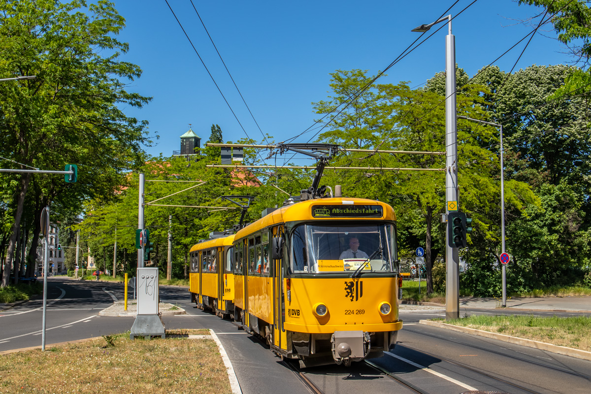 Дрезден, Tatra T4D-MT № 224 269 (201 318); Дрезден — Окончательное прощание с вагонами Татра после 56 лет службы (03.06.2023)
