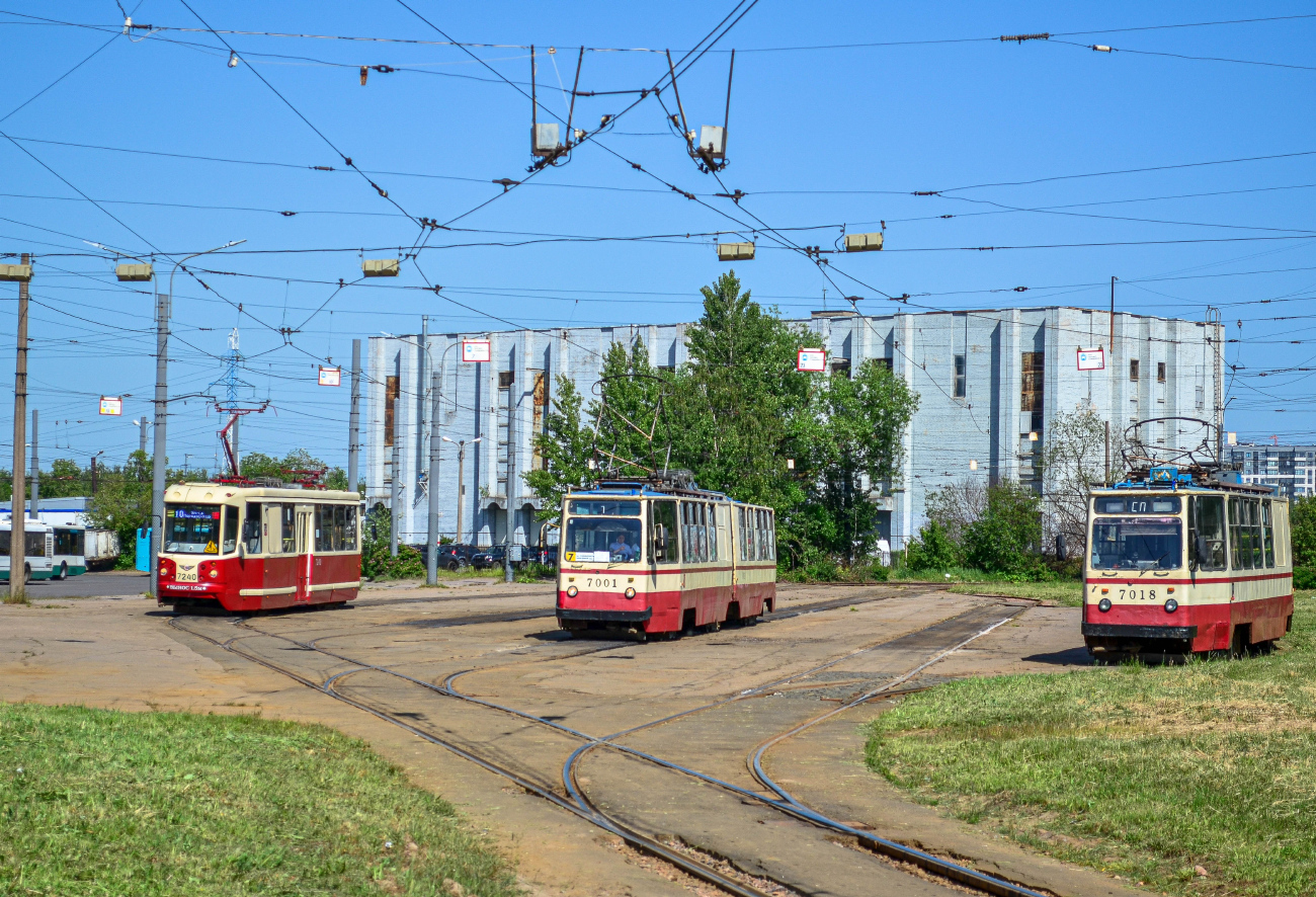 Санкт-Петербург, ТС-77 № 7240; Санкт-Петербург, ЛВС-86К № 7001; Санкт-Петербург, ЛВС-86К № 7018