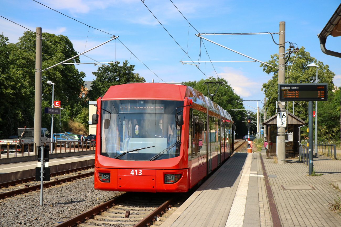 Chemnitz, Bombardier 6NGT-LDZ N°. 413; Chemnitz — Tram-railway system "Chemnitzer Modell" • Straßenbahn-Eisenbahnkonzept "Chemnitzer Modell"