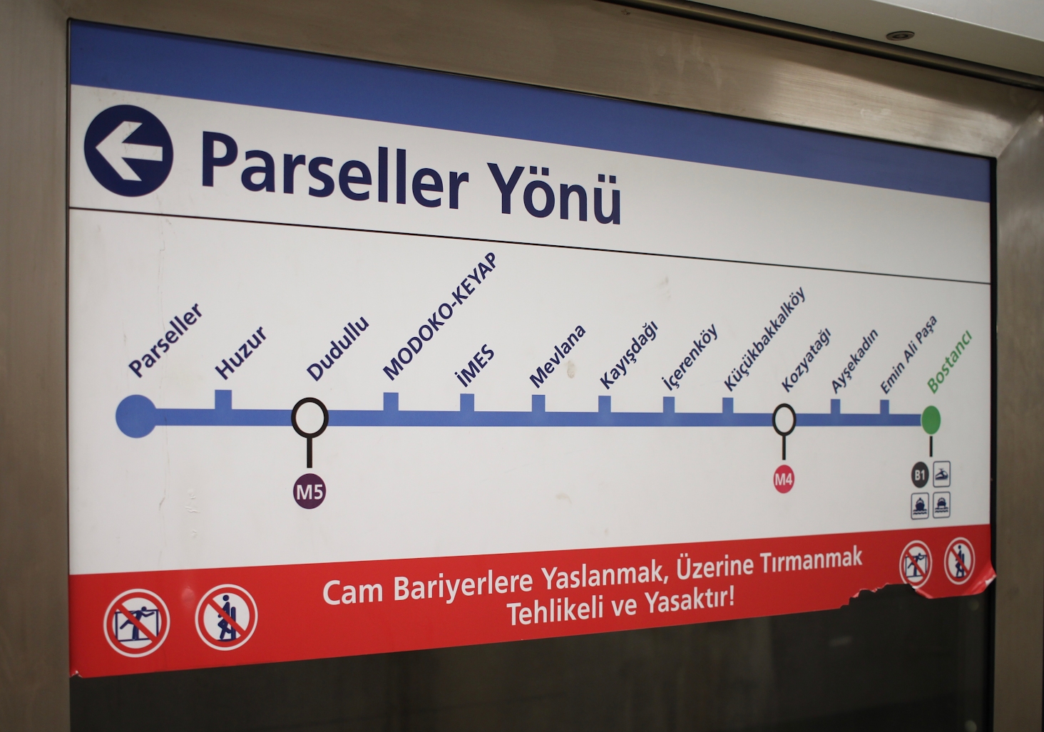 Стамбул — Метрополитен — Линия M8 (Bostancı — Parseller); Стамбул — Схемы на станциях и остановках