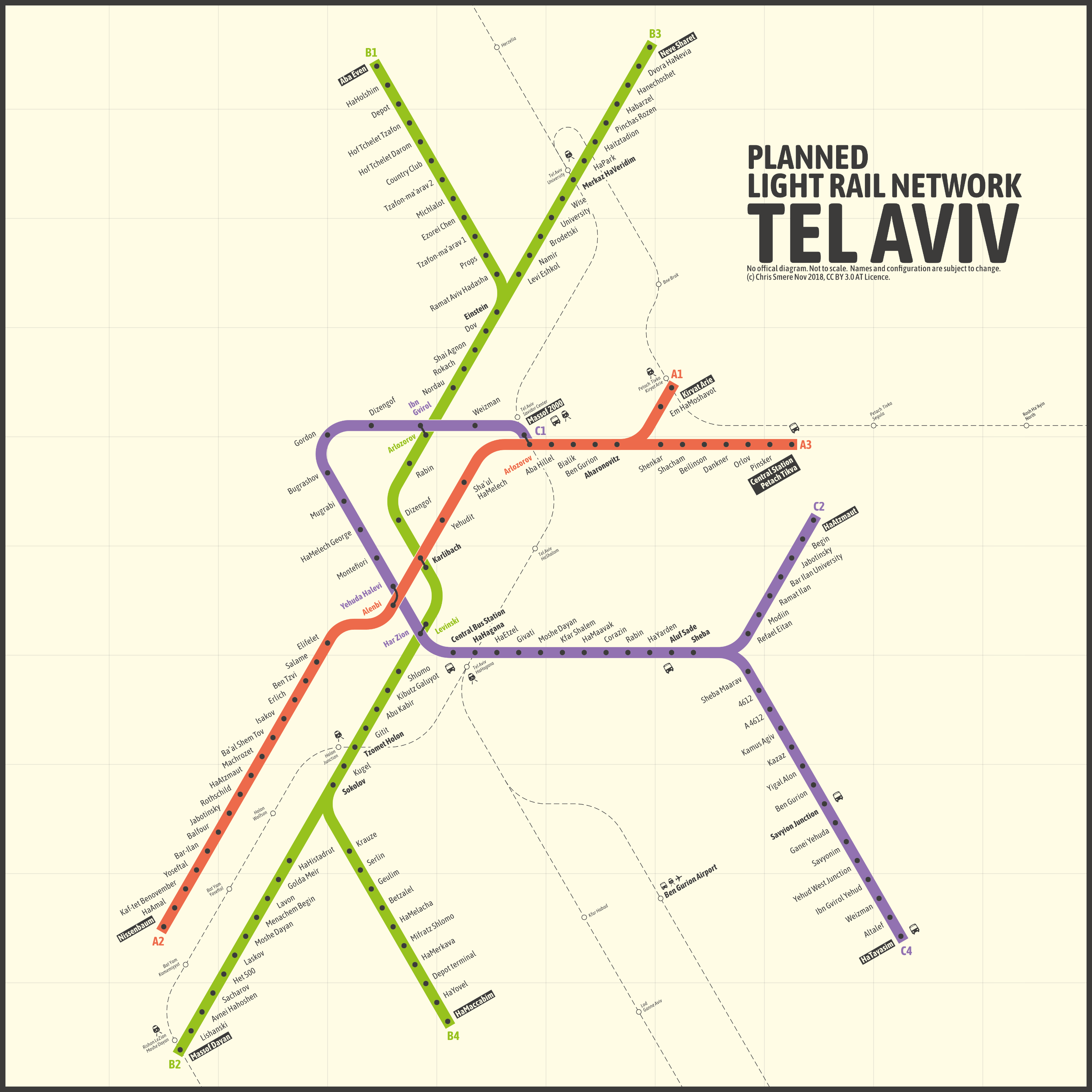 Тель-Авив — Открытие первой линии ЛРТ — 18.08.2023; Тель-Авив — Схемы