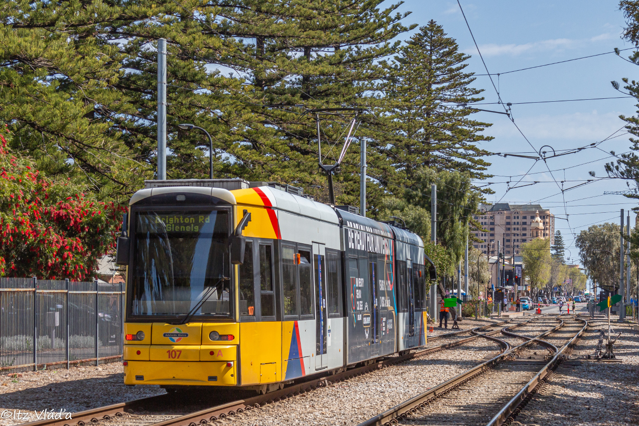 Аделаида, Bombardier Flexity Classic № 107; Аделаида — City Bay Fun Run (17.09.2023) — перекрытия движения трамваев