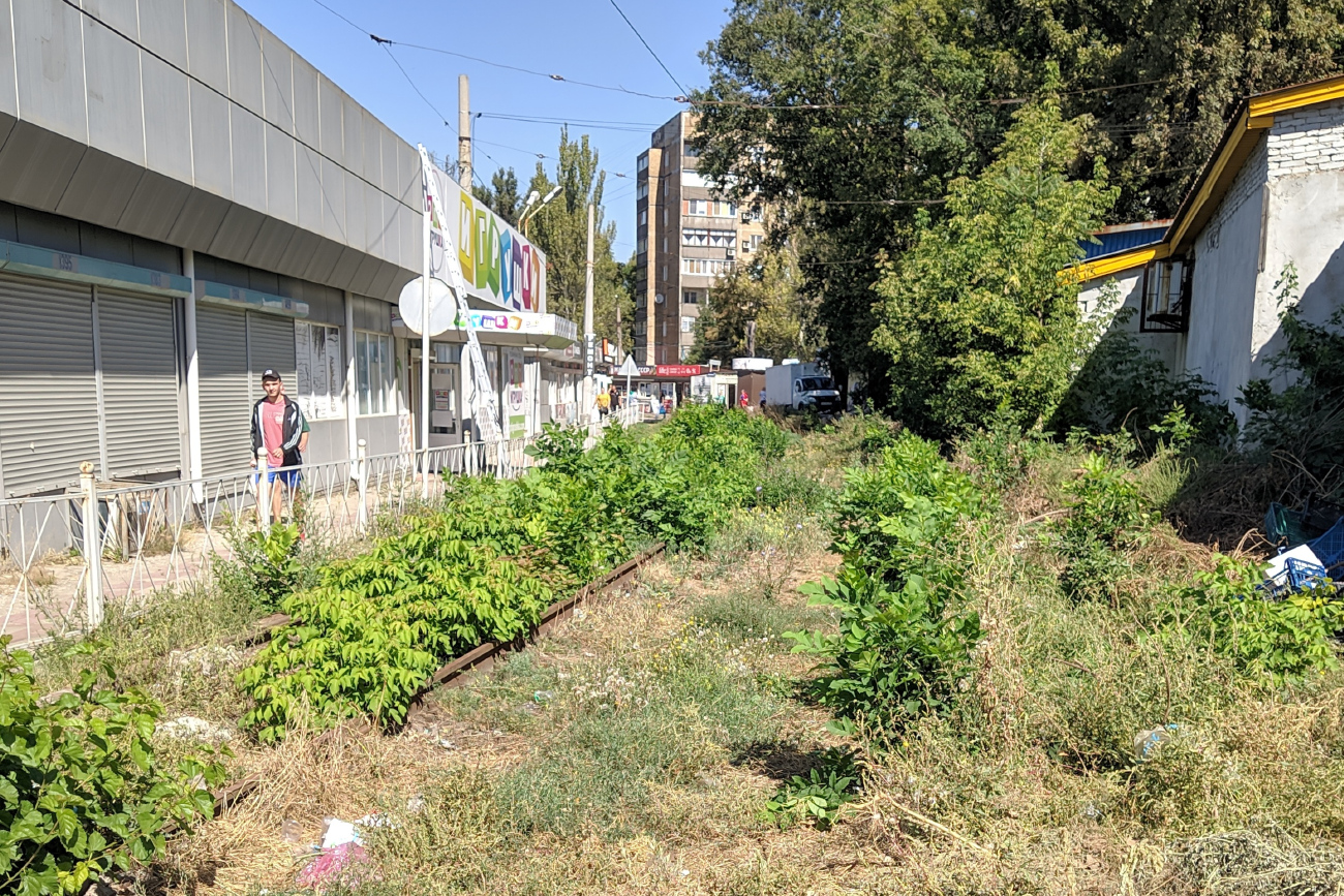 Donetsk — 4th depot tram lines; Donetsk — War damage