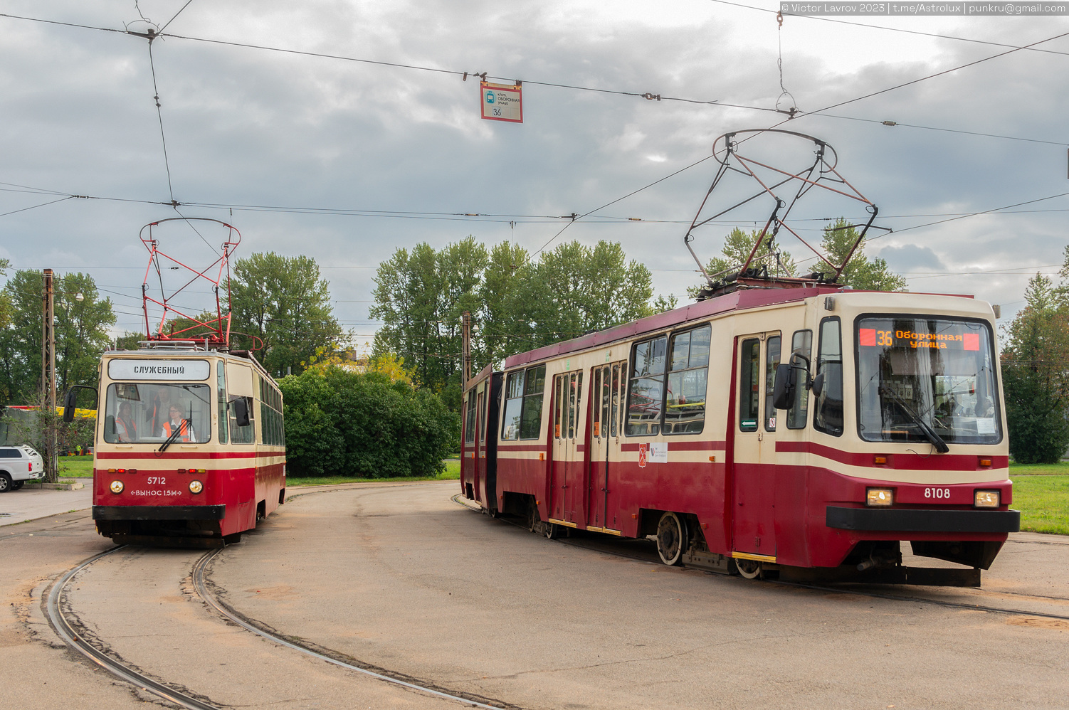 Санкт-Петербург, ПР (18М) № 5712; Санкт-Петербург, 71-147К (ЛВС-97К) № 8108; Санкт-Петербург — Заказная поездка на трамвае ПР (18М) 5712 — 30.09.2023