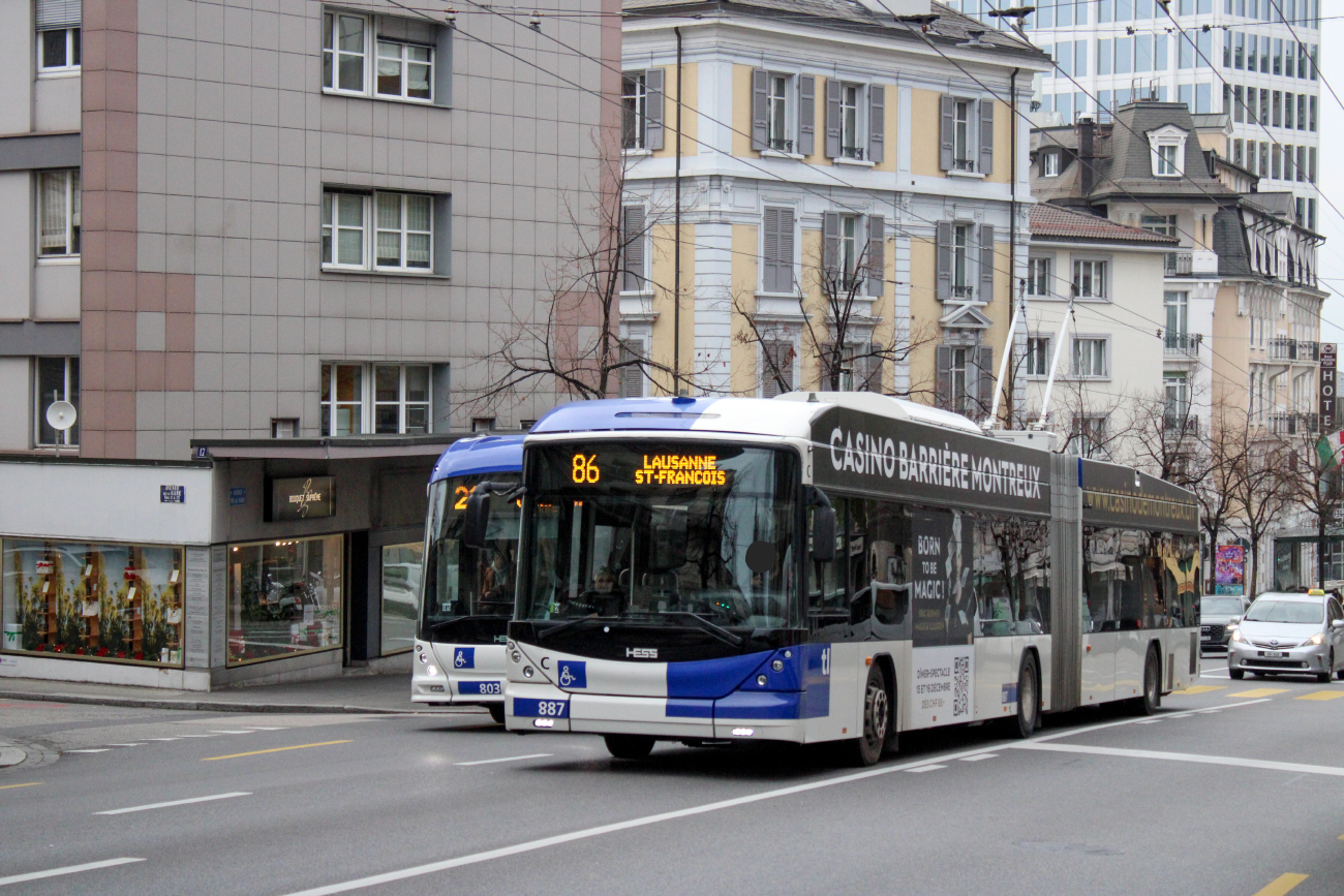 Лозанна, Hess SwissTrolley 4 (BGT-N2D) № 887