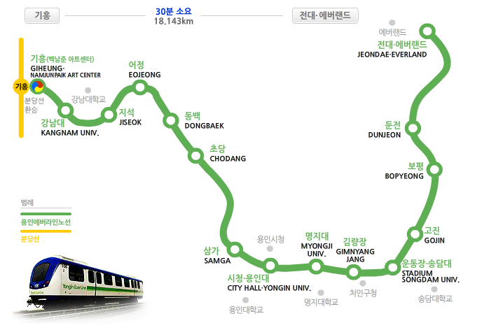 Сеульский регион — Метрополитен — Йонъин EverLine (용인에버라인); Сеульский регион — Схемы (지도)