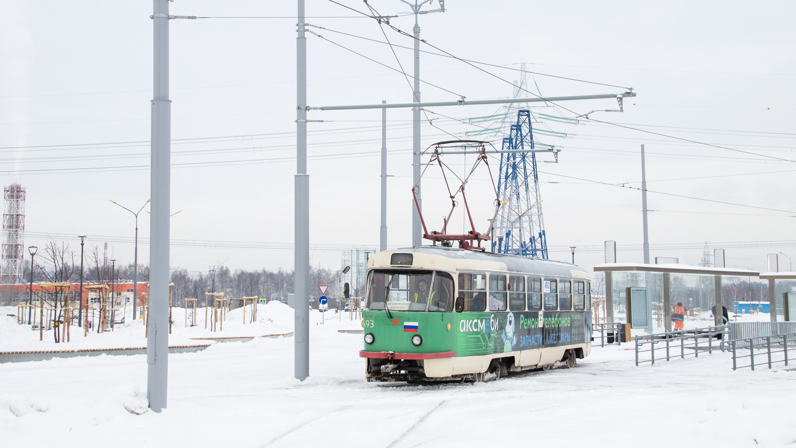 Екатеринбург, Tatra T3SU (двухдверная) № 493; Екатеринбург — Строительство трамвайной линии в микрорайон Солнечный