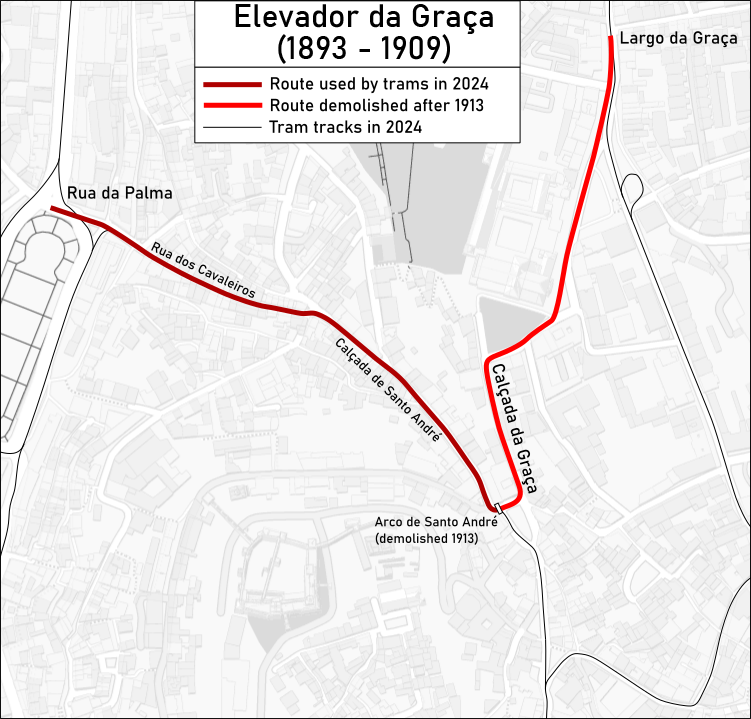 Лиссабон — Канатный трамвай — Elevador da Graça (1893 — 1909); Лиссабон — Схемы