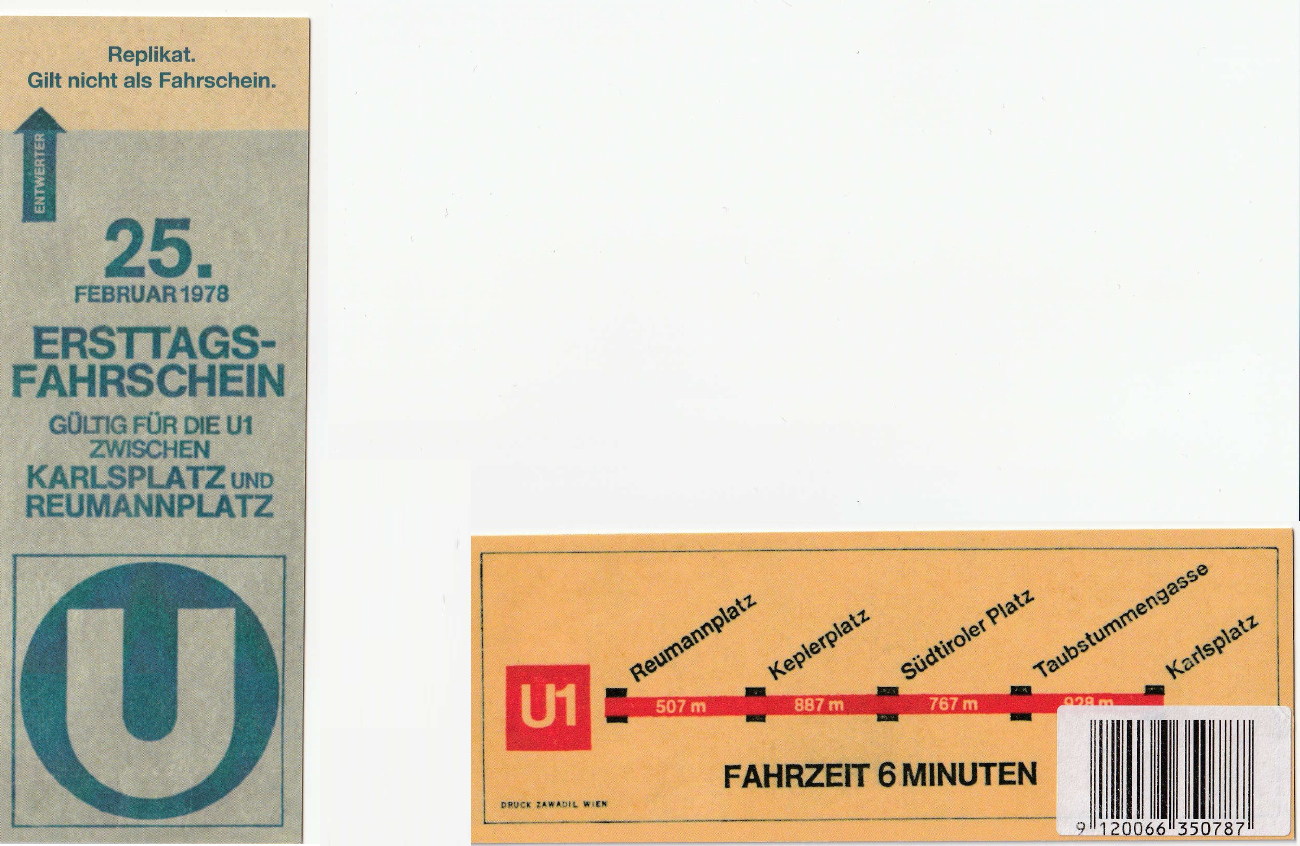 Вена — U-Bahn — линия U1; Вена — Проездные документы; Вена — Разные фотографии