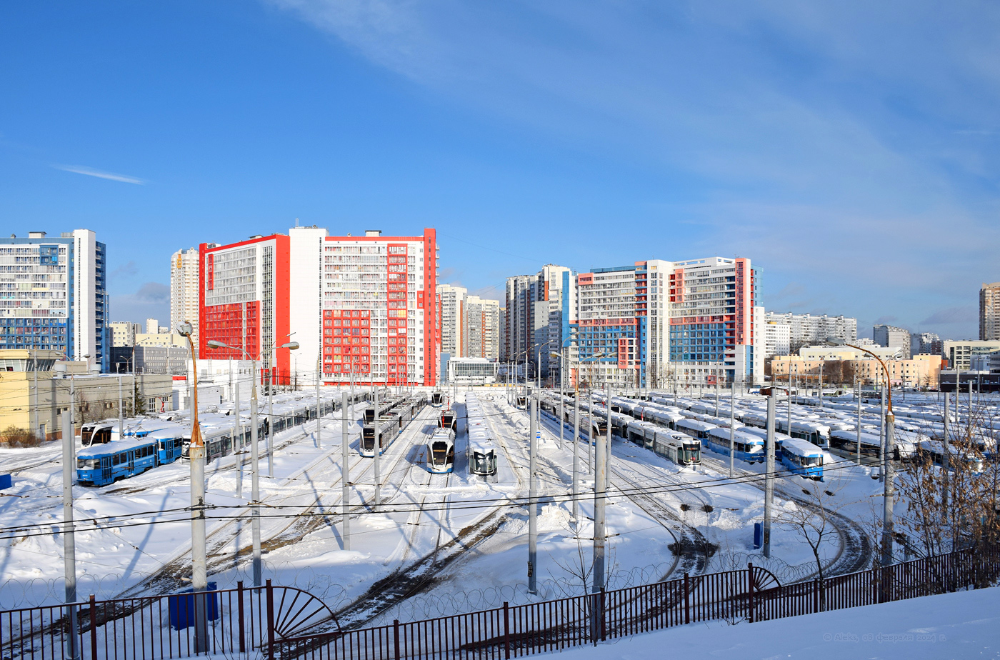 Moskau — Tram depots: [3] Krasnopresnenskoye. New site in Strogino; Moskau — Views from a height