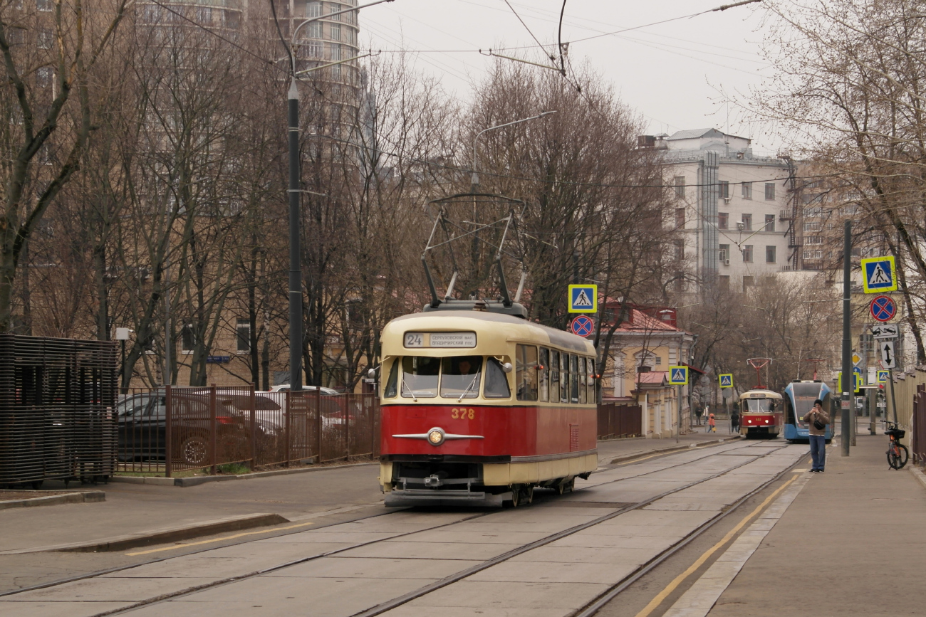 Moscow, Tatra T2SU № 378; Moscow — Celebrating the 125th anniversary of the Moscow tram (parade rehearsals on 03/29/2024 and 04/03/2024, parade and tram exhibition on 04/06/2024)