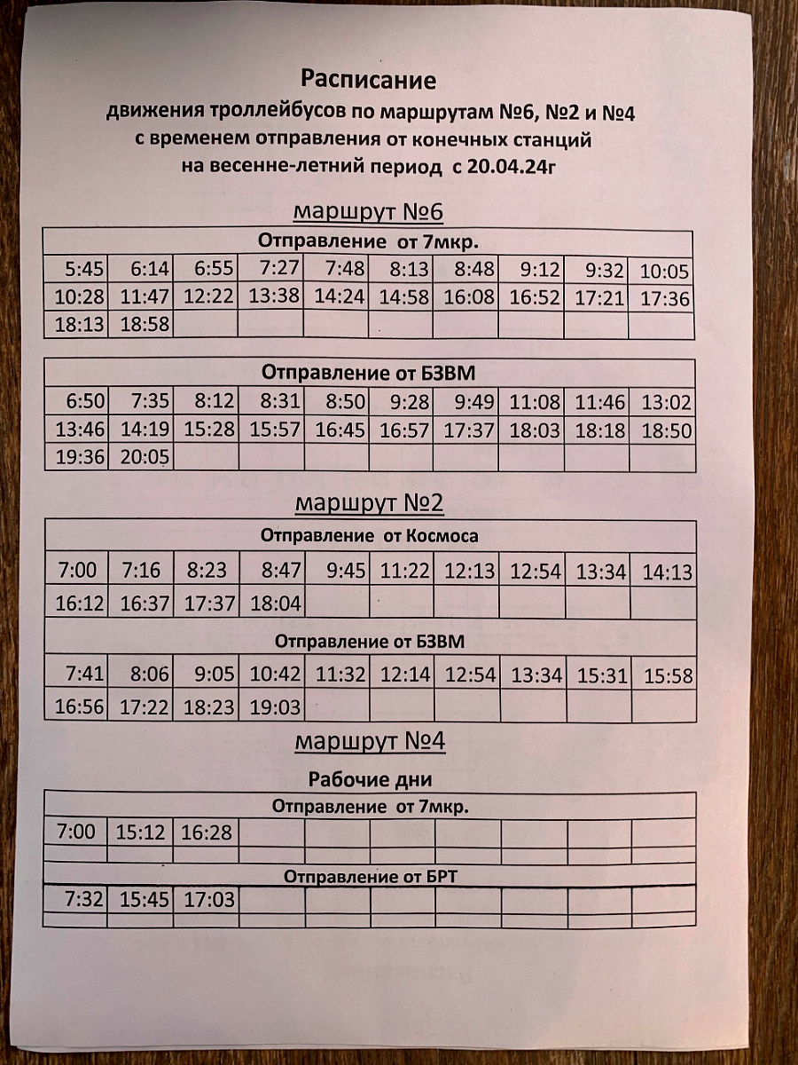 Balakovo — Trolleybus timetables