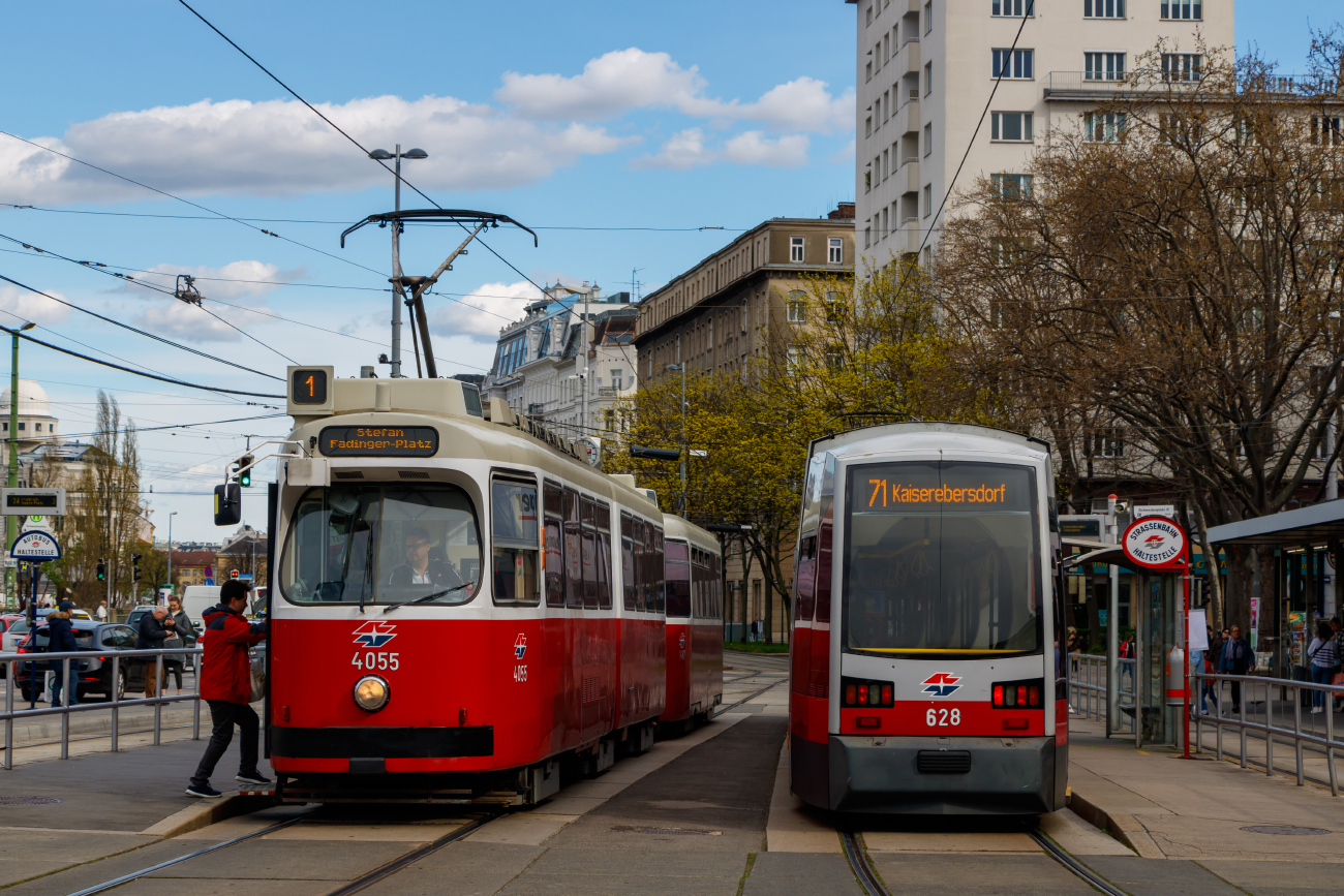 Вена, SGP Type E2 № 4055; Вена, Siemens ULF-B № 628