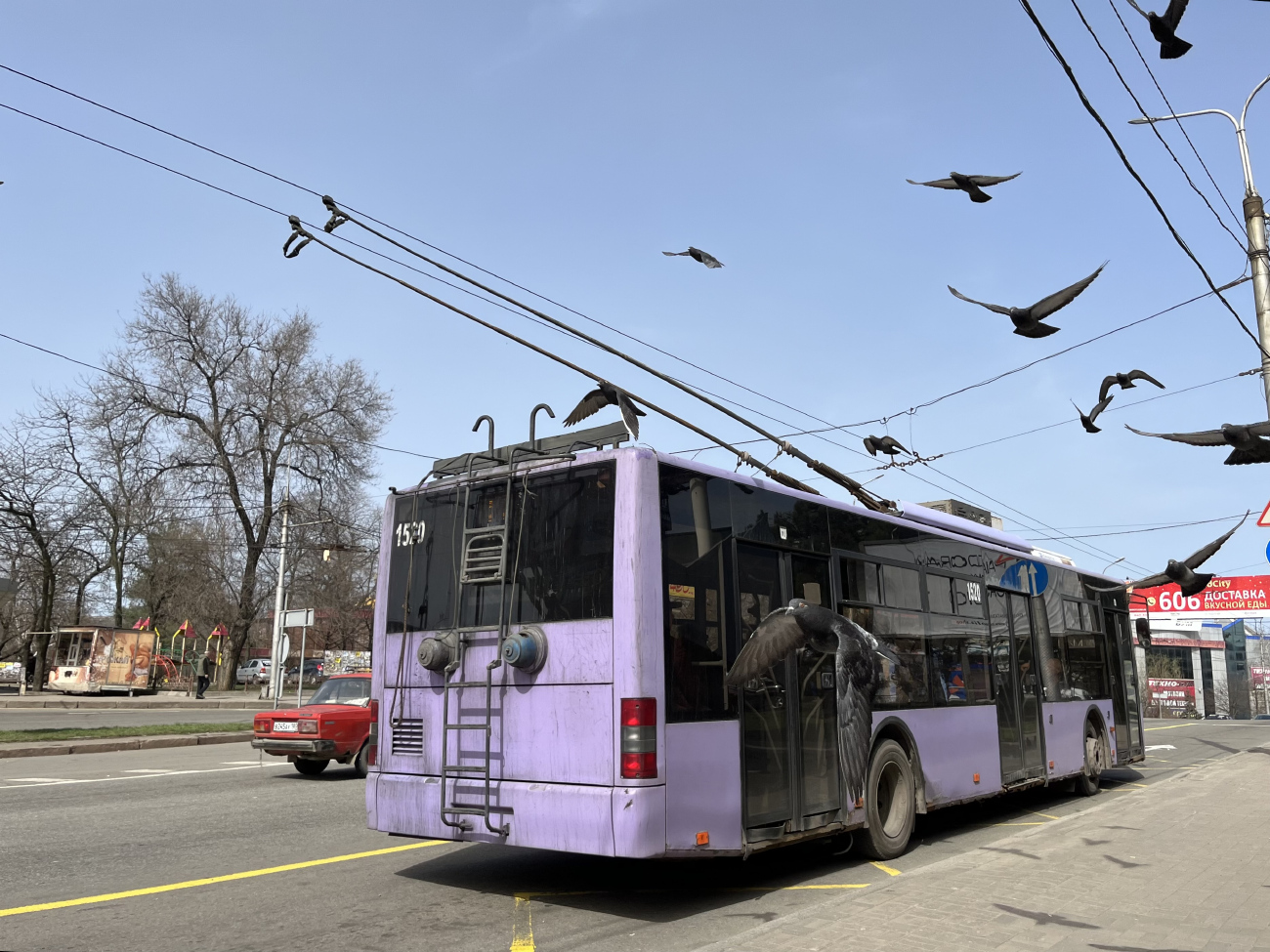 Donetsk, LAZ E183A1 # 1520; Transport and animals
