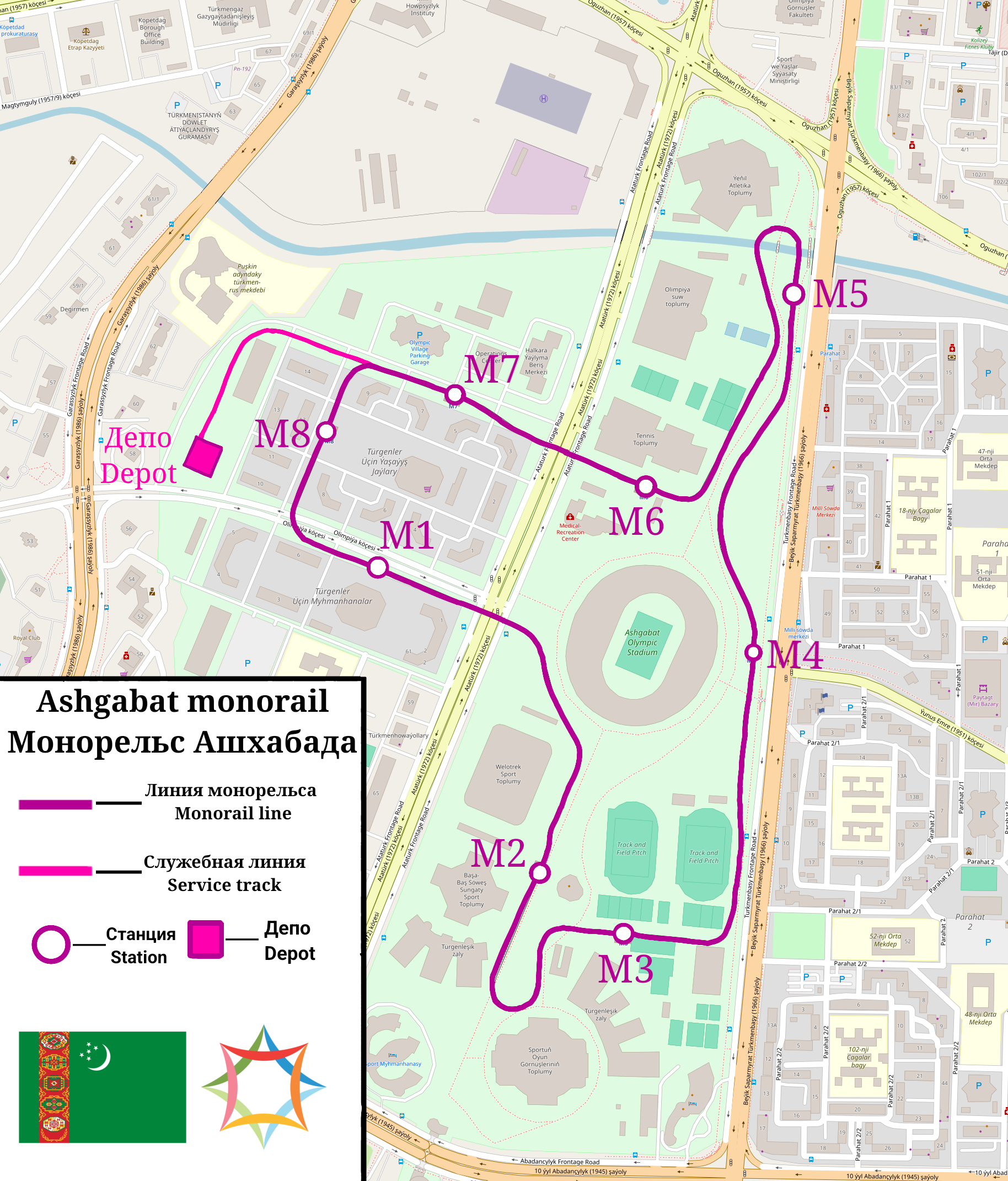 Карты, созданные с использованием OpenStreetMap; Ашхабад — Схемы